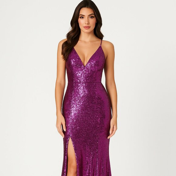 Dress The Population Pink Sequin Prom Homecoming Gown - Picture 1 of 12